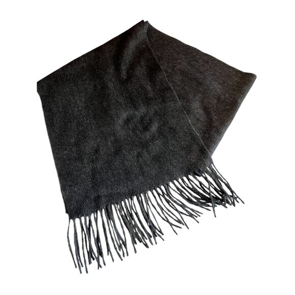 Club Room Cashmere scarf Charcoal Gray Fringe - Picture 2 of 5